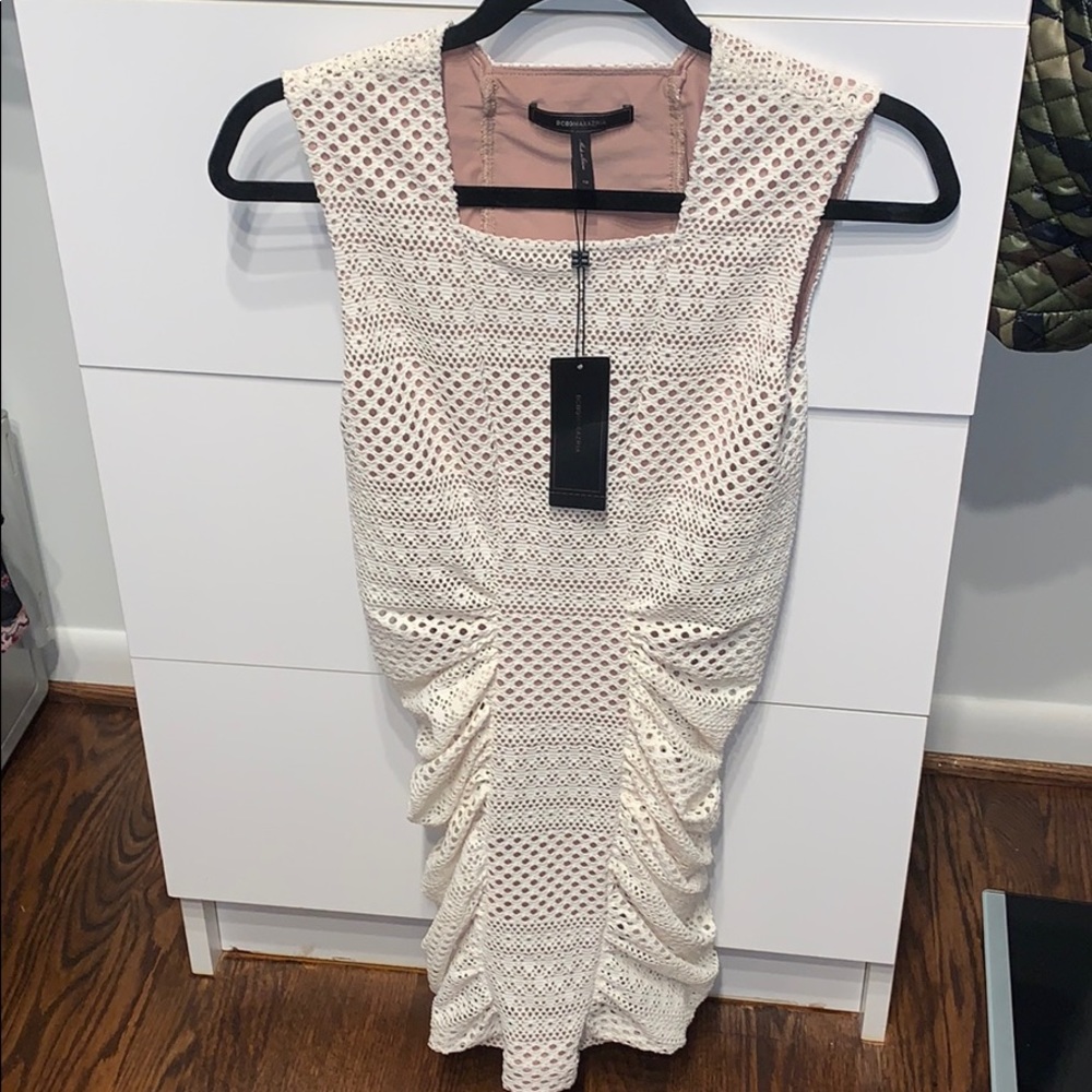 BCBG “Renee” white/creme bodycon lace dress SZ XS